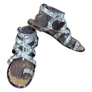 Cabi 6002 Athena Gladiator Sandals Python Snake Leather Ankle Wrap SZ 9.5